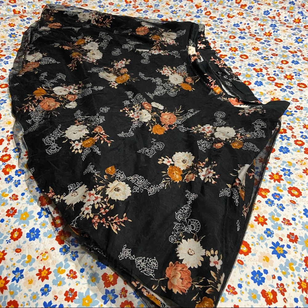 Black Floral Skirt